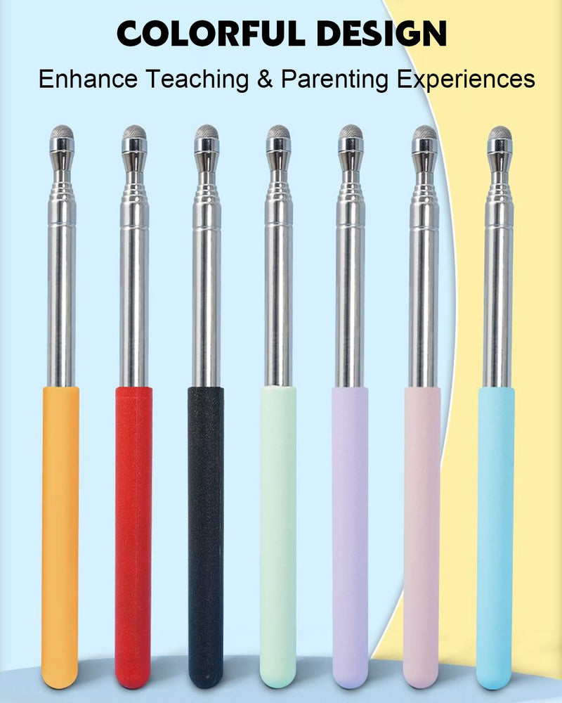 Telescoping Poiner Stick for Classroom Teacher Kids Reading, Dumero Retractable Pointer with Stylus for Touchscreens, Extendable Presentation Pointers, Classroom Must Have Supplies Essentials, 2 Pack Blue, Green