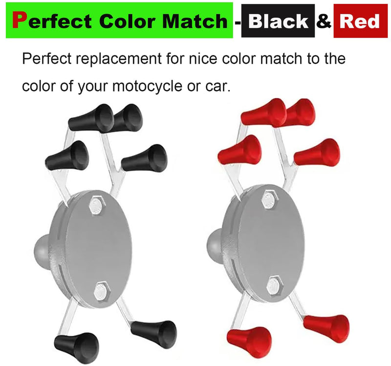 Rubber Tips for Ram Mounts X-Grip Phone Mount, Balck & Red Silicone Caps | Accessories for Replacement (8 Pack)