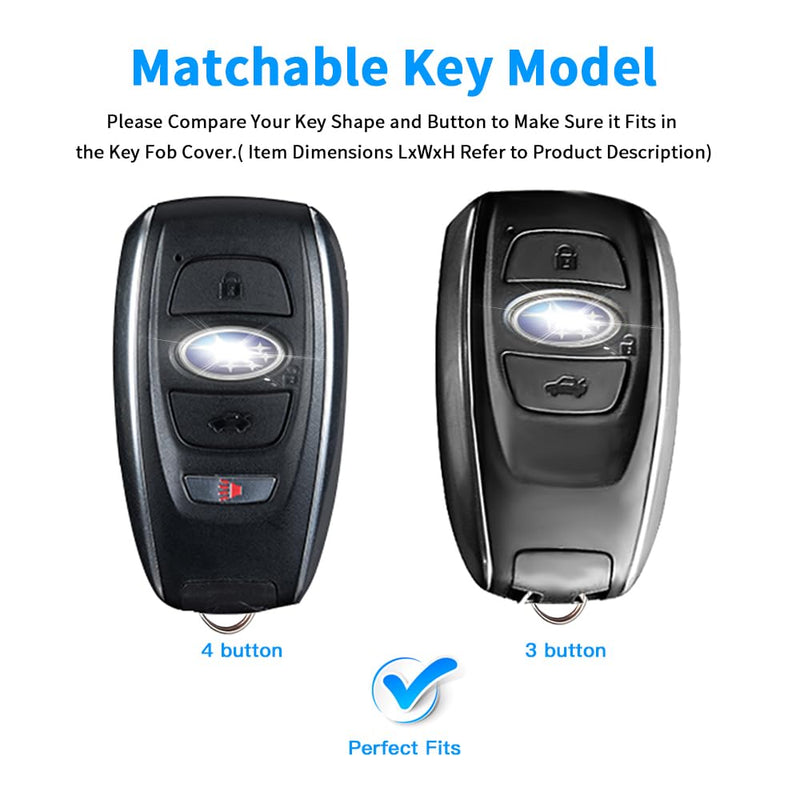 QBUC for Subaru Key Fob Cover Case with Keychain,Car Key Holder fit for Subaru Crosstrek Forester Outback Ascent Impreza Legacy BRZ WRX Sti 4 Buttons Smart Key(Blue) A:blue