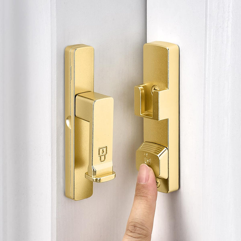 INIRET 2 Packs Gold 90 Degree Barn Door Lock,Flip Gate Latches Hardware,Zinc Alloy Right Angle Door Lock Latch,Protect Privacy,for Barn Door,Cabinets,Windows,Garden,Bathroom Gold_90 Degree