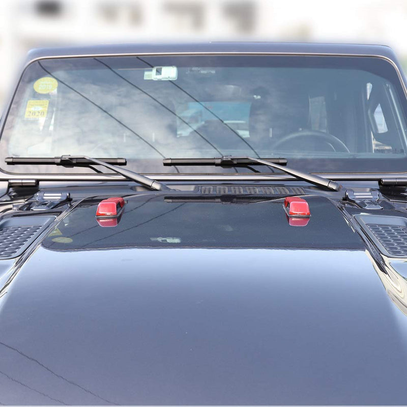 CheroCar JL JT Engine Hood Hinge Cover Decoration Cover Stickers Exterior Accessories for Jeep Wrangler JL 2018-2021, for 2020-2021Jeep Gladiator JT, Red
