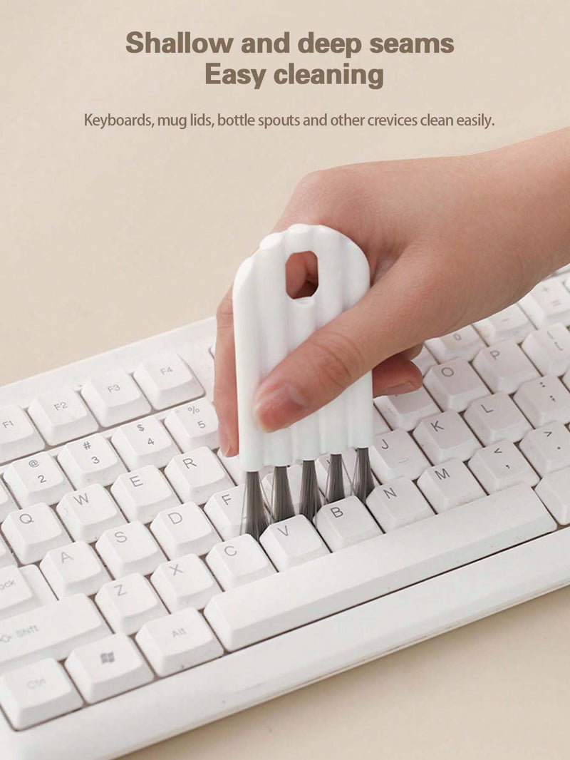 5pcs Multipurpose Cleaning Brush Kit, Keyboard Cleaner Set with Soft Brush, Crevice Duster, Keycap Cleaner and Bottle Cap Brush for Desktop, Home and Office Use