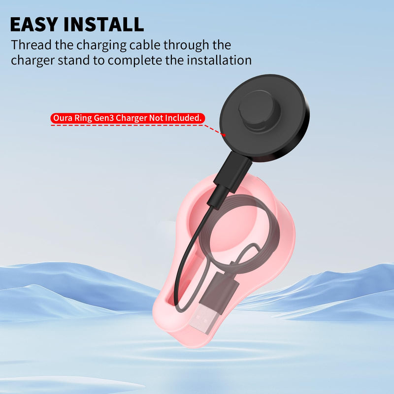 Silicone Charger Protector Cover for Oura Ring Gen3 Charger, Stand Case Compatible with Oura Ring Charger Size 6/7/8/9/10/11/12/13, Charing Dock Station Holder for Oura Ring Gen3 Charger (Pink) Pink