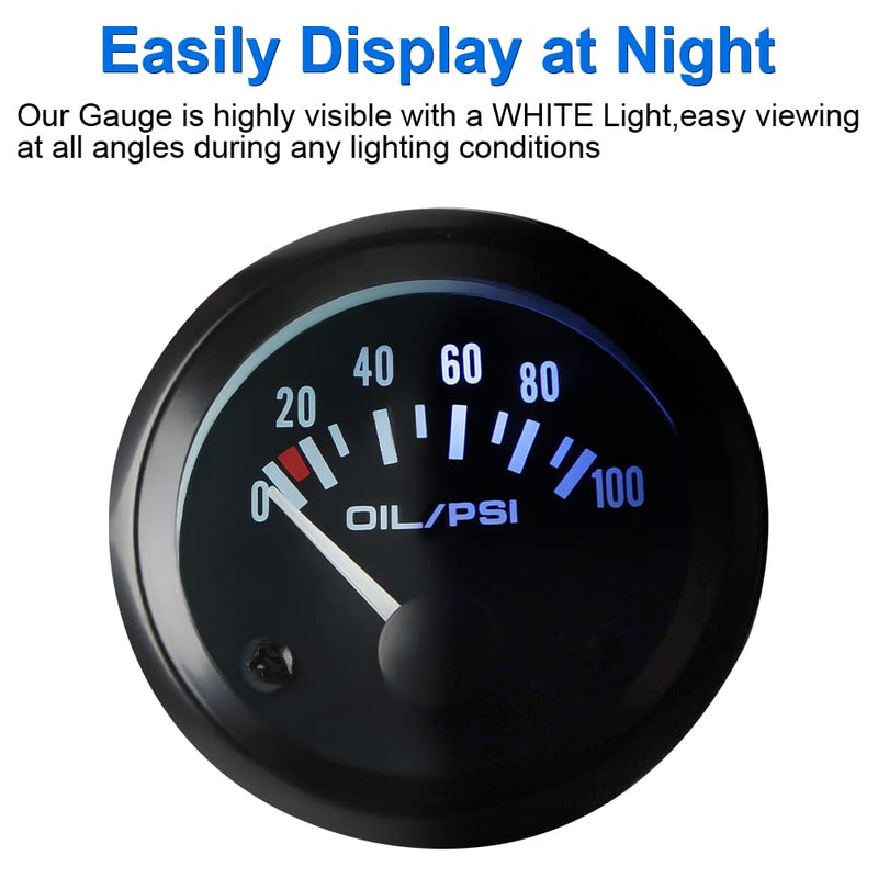 WATERWICH 3-in-1 Car Marine Meter Auto Gauge Kit: Voltmeter + Water Temperature + Oil Pressure Gauge, 2" (52mm), Universal for Car, SUV, Truck, Motorcycle, Tractor & Marine Engines Black