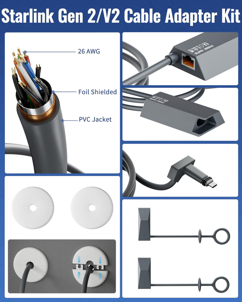 Ethernet Adapter for Starlink Gen 2 Wired External Network. Extend RJ45 Port for Starlink V2. Easy Setup, High-Speed, Stable Adapter Kit for Starlink Gen 2 Routers.