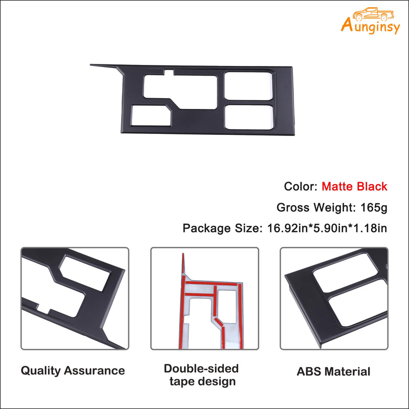 Aunginsy Central Control Gear Shift Panel Trim Cover Compatible with Toyota Tundra/Sequoia 2022-2025 Truck Gear Shifter Console Anti-Scratch Panel Frame Decorative Sticker Protection ABS Accessories Matte Black With 4WD