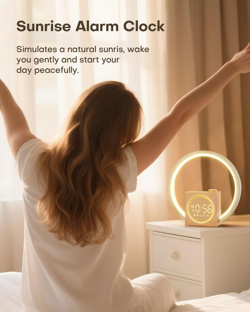 Sunrise Alarm Clock, White Noise Sound Machine, Alarm Clocks for Bedrooms with 12 Color Ambient Nightlight, White Noise Machine with 30 Soothing Sounds, Gifts for Adults, Kids, Couples and Friends