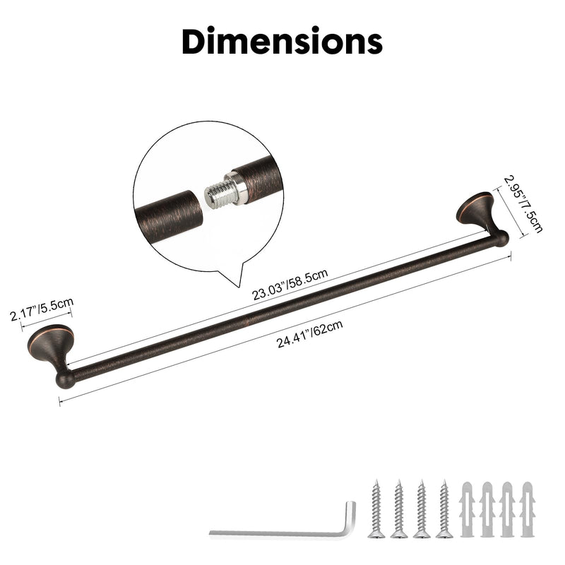 Antique Bathroom Towel Bar Oil Rubbed Bronze, 24 Inch Towel Racks for Bathroom Wall Mounted,Bathroom Towel Holder Bronze,Home Decor Towel Rod