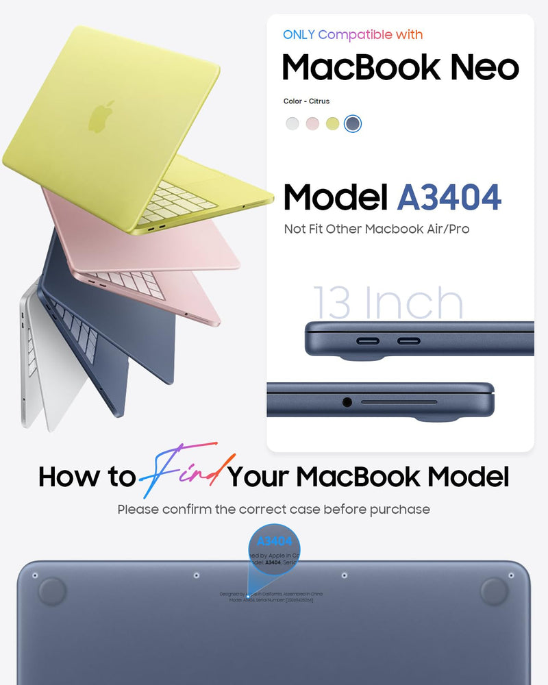 Fintie Rugged Case for MacBook Neo 13 Inch A3404 2026, Indigo | Heavy Duty, Fingerprint Resistant, Shock-Absorbing, TPU Bumper, Hard Shell, Snap-On Cover, Work Travel Study Daily Use