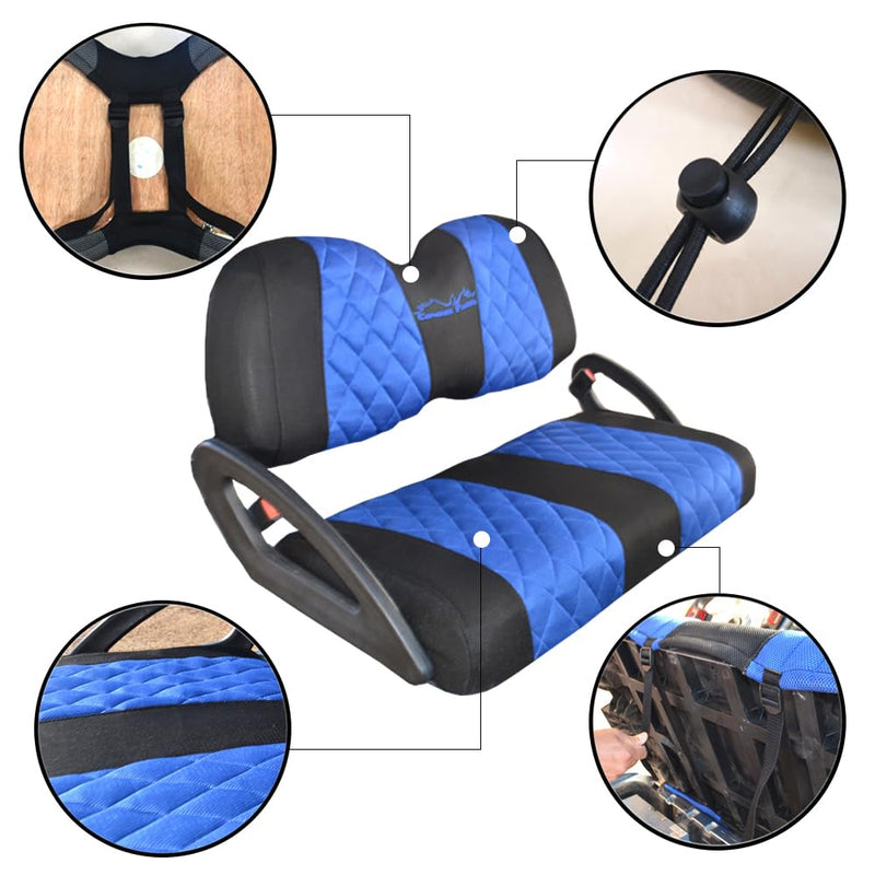 Golf Cart Diamond Seat Covers for Club Car Precedent OEM Standard Front Seat Cushion.Breathable Washable Polyester Mesh Cloth. Renew Your Golf Cart with Lowest Value. blue