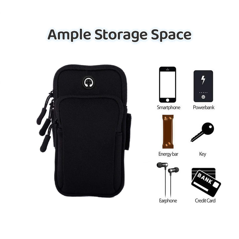 Arm Phone Holder for Running, Arm Pouch for Running Armband for Phone with Earphone Hole, Cell Phone Arm Band Fit Sport Gym Hiking B