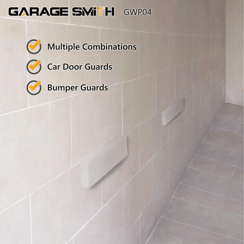 Garage Smith GWP04 Garage Wall Protector Car Door Protectors, Designed in Germany (4-Pack) White