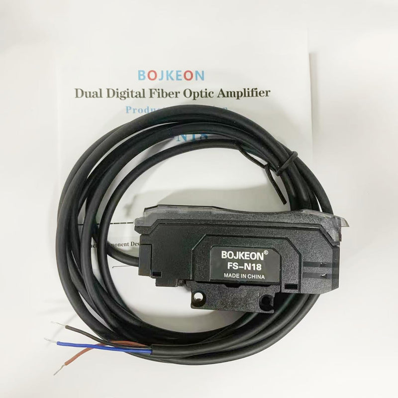 FS-N18 Fiber Optic Sensor,HD LED Dual Digital Display Optical Fiber Amplifier,Long-Distance Optical Communications Diffuse Induction Photoelectric Switch (English Instruction Manual) FS-N18 (NPN Outpot)
