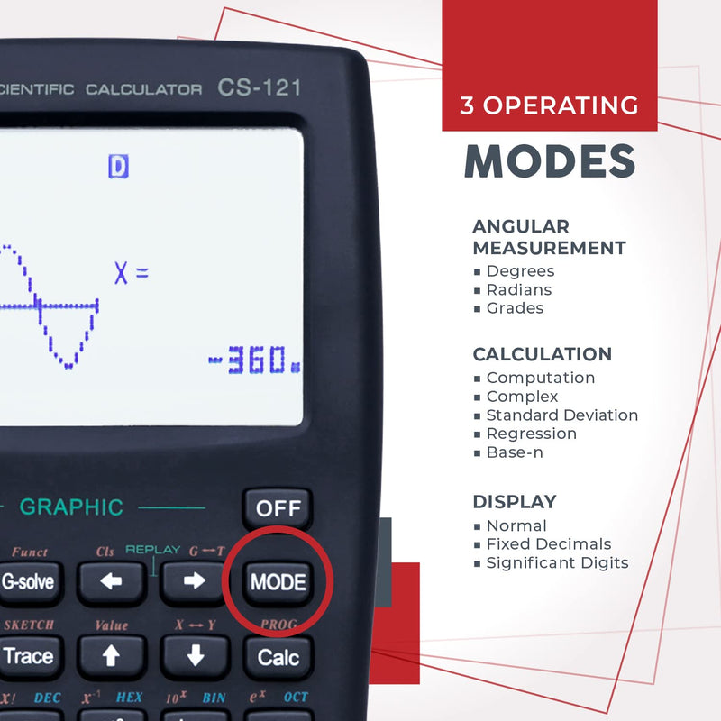 CATIGA Scientific Calculator with Graphic Functions, Multiple Modes with Intuitive Interface, Perfect for Beginner and Advanced Courses, High School or College, 2 Pack, CS-121 1.1) Black 2 Pack