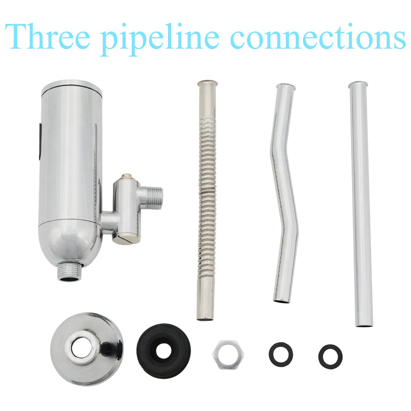 Automatic Touchless Urinal Flush Valve, Motion Sensor Copper, Three Outlet Pipes, Wall Mounted&Adjustable Water Flow, DC 6V, Ideal for Public Restrooms, English Installation Guide