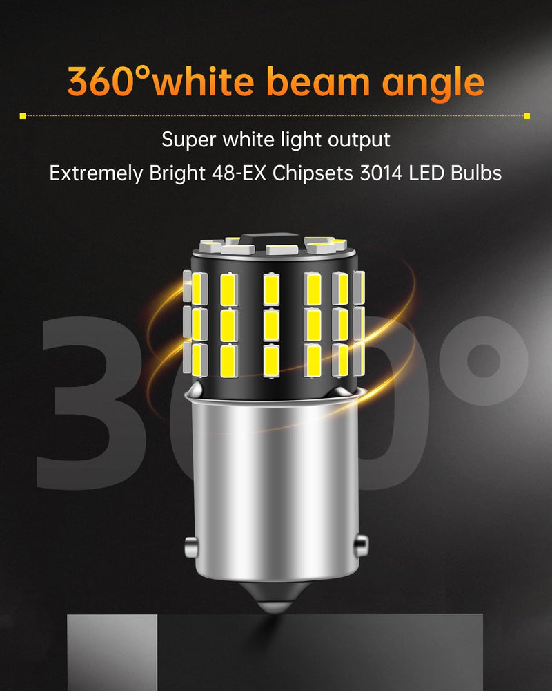 LUYED 1156 LED Bulb 6500K White Super Bright Low Power LED Back Up Reverse Lights,BA15S 1141 1003 7506 P21W LED Replacement for Tail Light,RV Lights,Side Marker Lights,Pack of 10