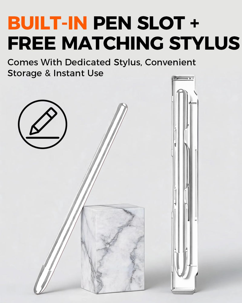 NINKI for Samsung Galaxy Z Fold 8 Case with S Pen Holder & Stylus, Screen Protector Hinge for Samsung Z Fold 8 Case with Kickstand, S-Pen Transparent Cover for Galaxy Fold8 Phone with Stand - Clear