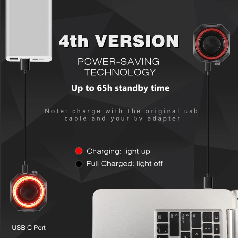 WSDCAM Smart Bike Tail Light Alarm Bike Brake Light Auto ON/Off Anti Theft Bike Alarm with Remote Waterproof Bicycle Alarm Rear Bike Light Bicycle Tail Light LED Rechargeable