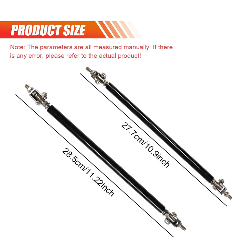 2PCS 8"-11" Adjustable Splitter Strut Rods, Car Front Bumper Lip Support Bars, Universal Bumper Splitter Diffuser Strut Tie Support Rods Compatible with Most Vehicles (Black) Black