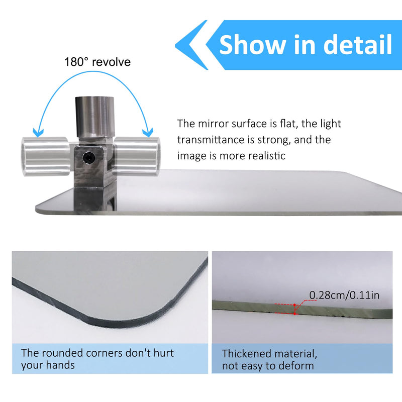 Under Vehicle Inspection Security Mirror – Large Under Car Search Mirror Couple to 3/4-in Extendable Threaded Poles for Check on Checkpoints, Airports, Hotels, Clubs, Police Sheriff and Milita Base 9.8x7.8 in Rectangle