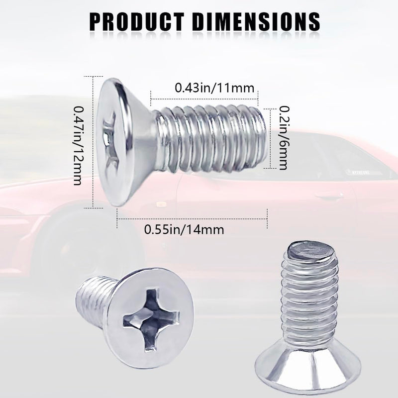 12PCS Stainless Steel Brake Disc Rotor Screws 93600-06014-0H - Universal Fit for Honda, Acura, Hyundai and Kia Models - Stainless Steel Retaining Screws for Front and Rear