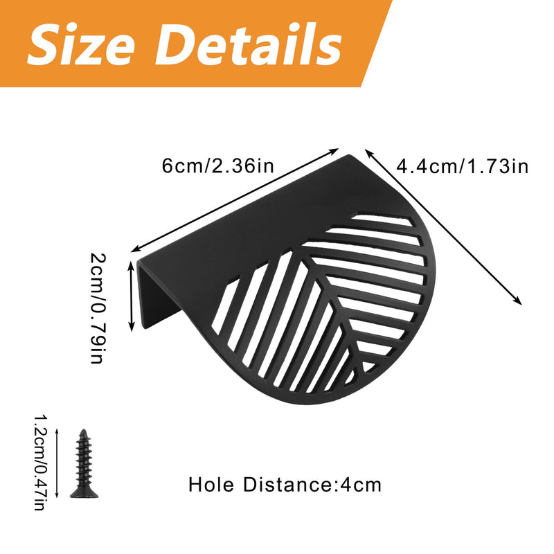 MOROBOR Solid Brass Finger Edge Pull, 4PCS Leaf Shaped Cabinet Handles Decorative Furniture Handle with Mounting Screws for Cupboard Cabinet Wardrobe Drawer (Black) 4 Black