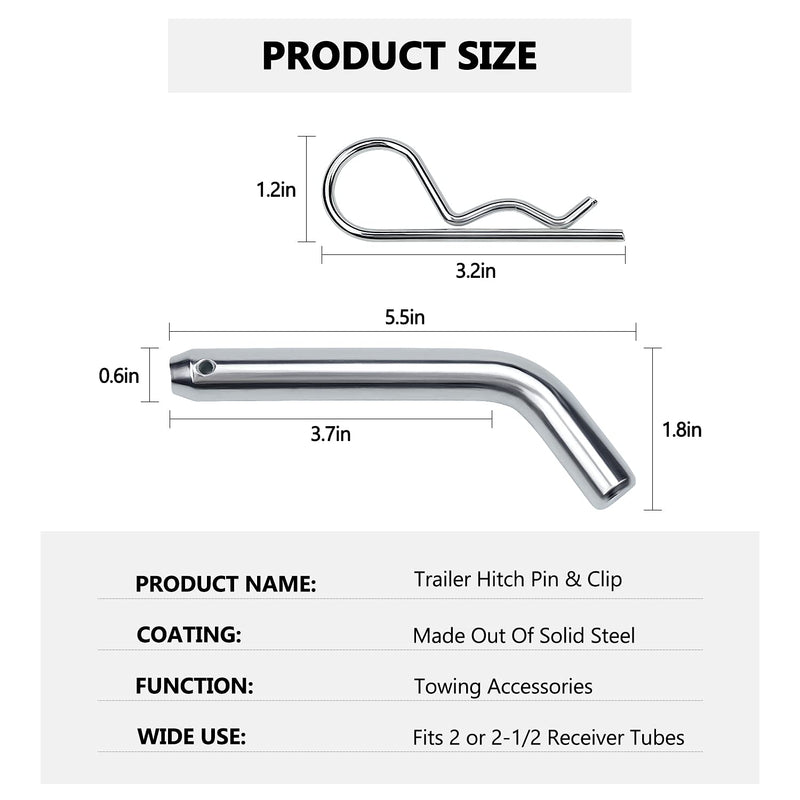 Cenipar Trailer Hitch Pin & Clip with Grooved Head, 5/8-Inch Diameter, Fits 2 or 2-1/2-Inch Receiver 1