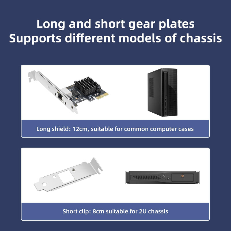 Single Port 2.5gb Gigabit Network Card with Realtek RTL8125BG RJ45 Port LAN NIC Card, PCI Express 2500Mbps Ethernet Server Adapter PCIe 2.0 x1 Support Windows Server/Linu
