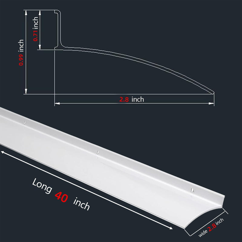 Door Rain Drip Guard and Window Guards, 2.8 Inches Deflector, Drip Edge Diverter - 40 Inches Long, Aluminum Black 1pc