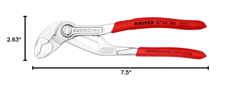 KNIPEX - 87 03 180 Tools - Cobra Water Pump Pliers, Chrome (8703180)