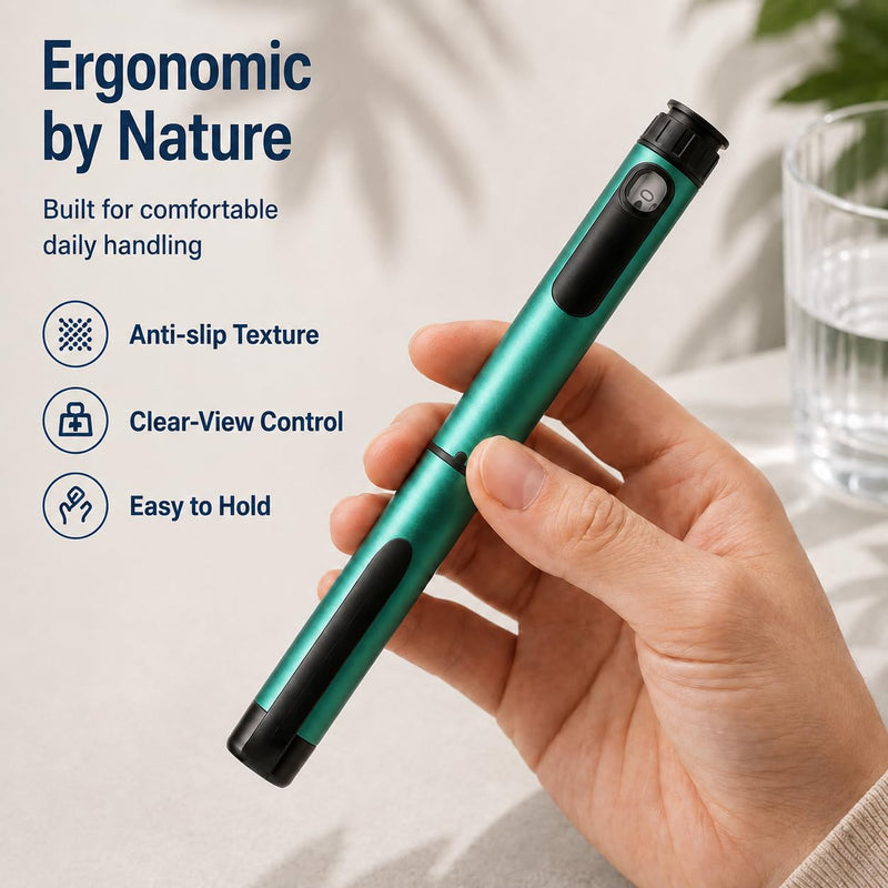 80 Unit Peptide Pen Injector, Reusable Peptide V1 Pens for 3ml Cartridges - Daily Use with Smooth Plunger & Travel Case, Universal Compatibility, Includes 50 Prep Pads, Green
