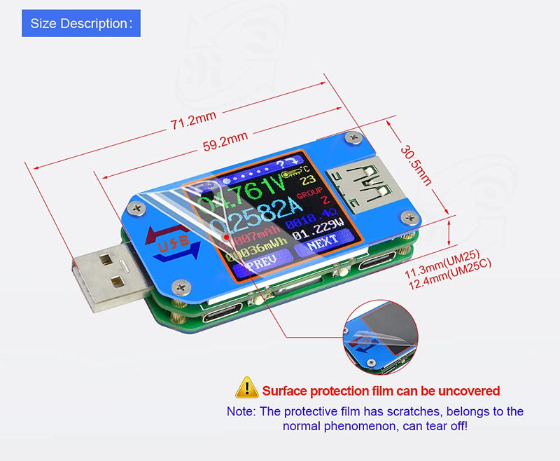 RD UM25 UM25C USB Meter Tester Voltage Current Battery Power Charger Voltmeter Ammeter Multimeter Tester