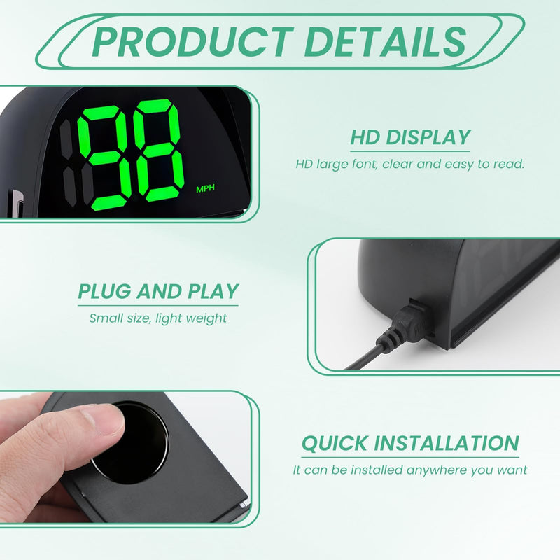 GPS Digital Speedometer for Car MPH Golf Cart Universal HUD Speed Meter with LED Large Font Head Up Display Car Accessories with USB Cable Plug Play for Truck Motor SUV Golf Cart All Vehicles Y06 Speedometer
