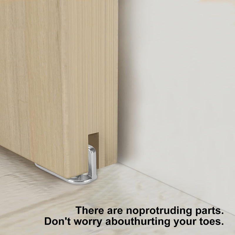 4 Barn Door Floor Guide Bearing Design, Sliding Barn Door Floor Guide Adjustable Rollers at The Bottom Strong and Durable Steel Frame.Silver Silver of4