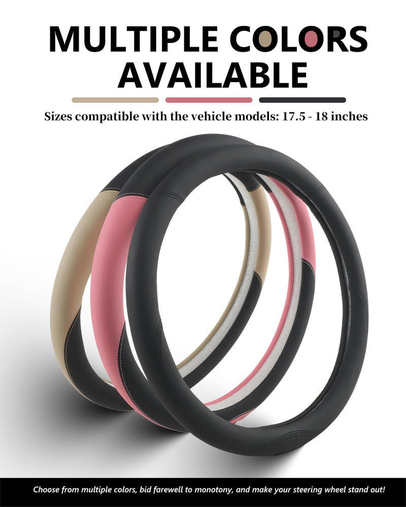 Heavy Duty 17.5-18 Inch Steering Wheel Cover - Fits Freightliner/Kenworth/Peterbilt & More Semi Trucks - Anti-Slip Wear Resistant (Beige) Beige 17.5''-18''