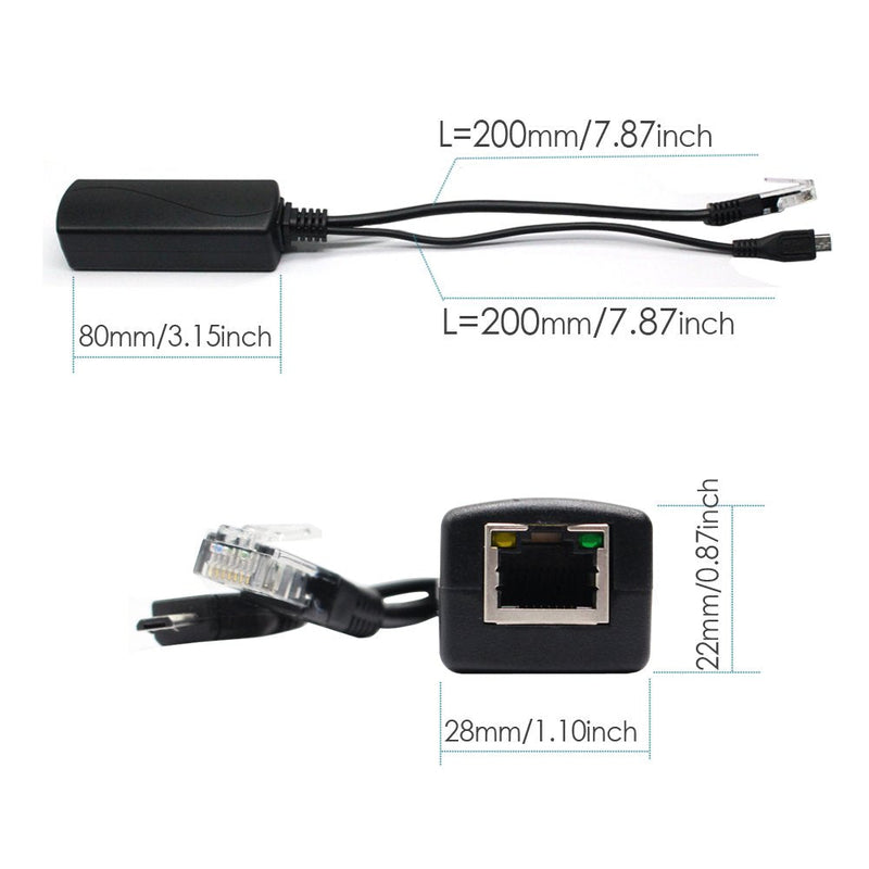 ANVISION 4-Pack Active 5V 2.4A PoE Splitter Adapter IEEE 802.3af Compliant Micro USB 48V to 5V/2.4A, for Tablets, Dropcam or Raspberry Pi, IPC, IP Camera and More