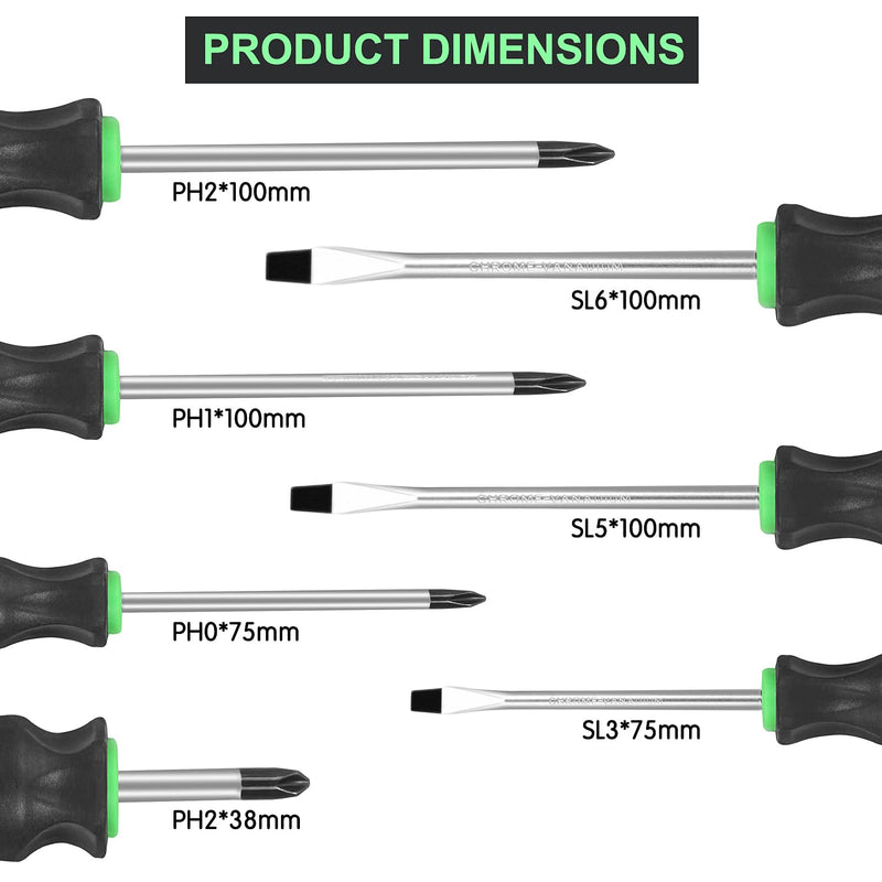 7-Piece Magnetic Screwdrivers Set, 4 Phillips and 3 Flat, Professional Cushion Grip Screwdriver Set 7PCS SCREWDRIVER