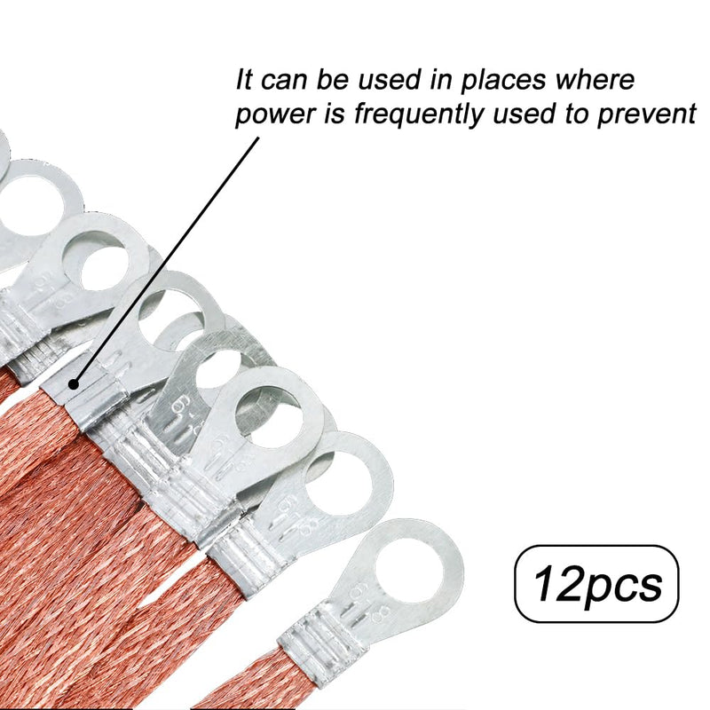 12 Pcs Universal Ground Strap Automotive, 11.8", 9.84" and 7.87" Engine Braided Ground Strap, Professional Car Grounding Kit for Most Cars Grounding Wire Automotive