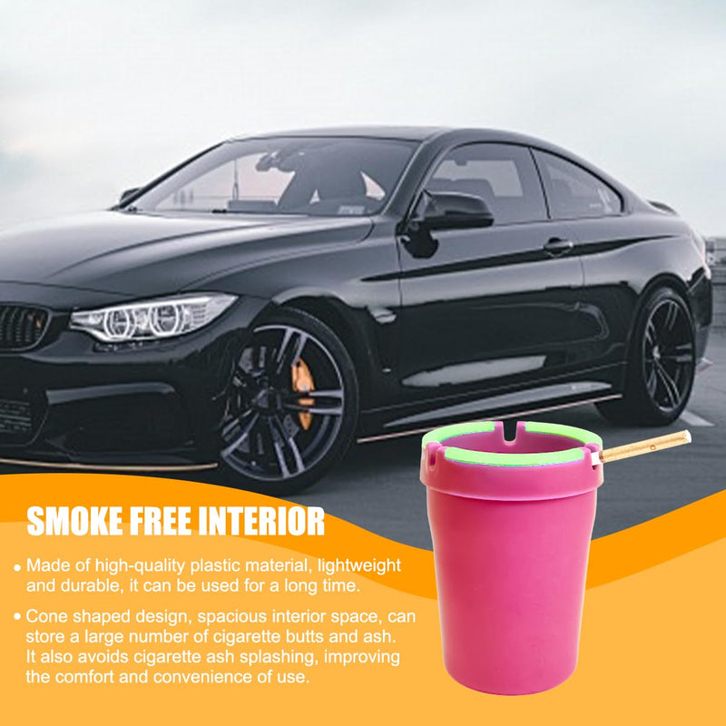 Mandark Car Ashtray, 2PCS Glow In The Dark Smokeless Self-Extinguishing Vehicle Cigarette Trash Can, Smellproof Portable Automotive Ash Holder Organizer, Universal for Truck Home Office (Pink) Pink