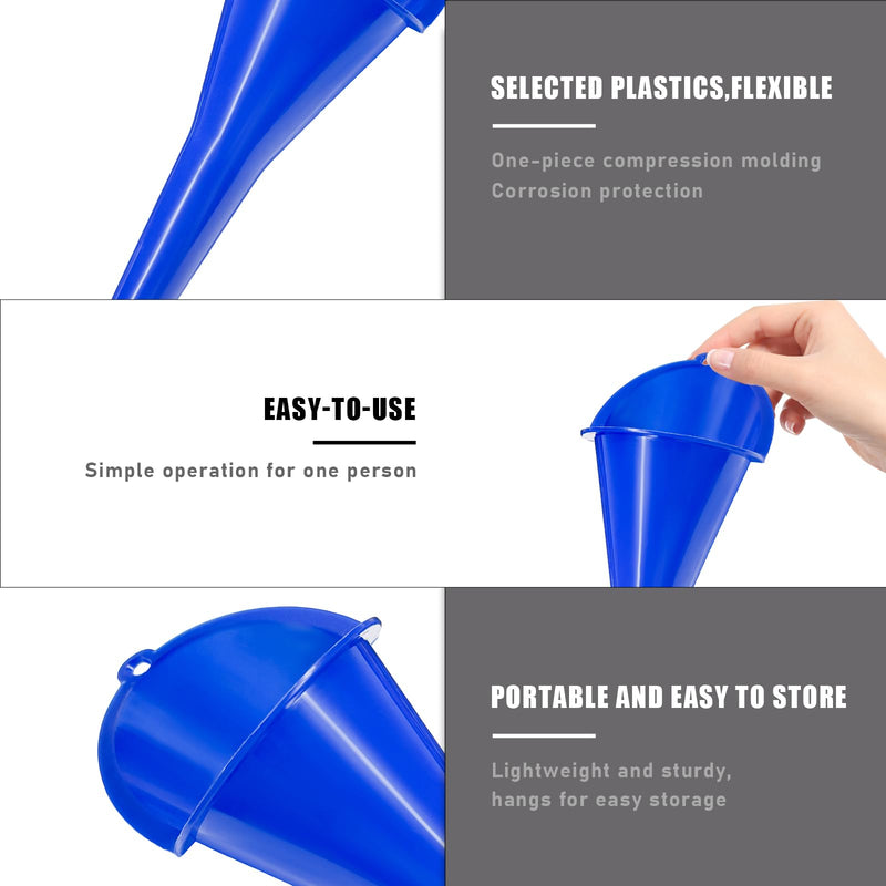 2 PCS Oil Funnel, Automotive Multi-Function Plastic Fuel Funnel with Long Neck, Universal Engine Oil Funnel for Filling Oils Gas Lubricants and Fluids, Car Accessories (Blue) Blue,2 PCS