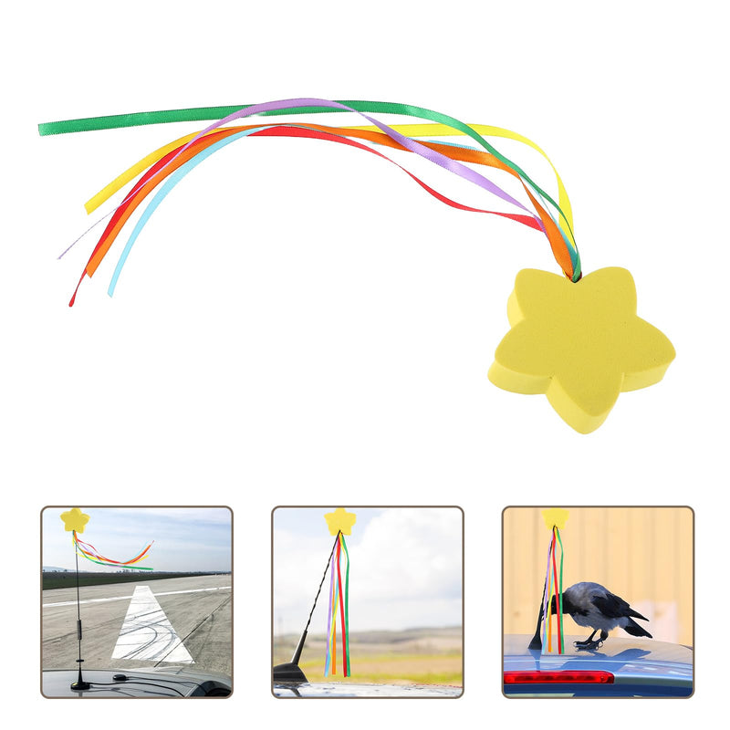 LUOZZY 2 Pcs Yellow Star Car Antenna Toppers with Ribbon for Vehicle Roof Decorations 8CM