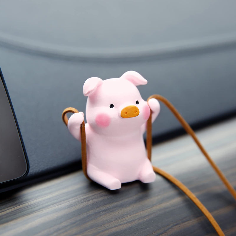 YGMONER Super Cute Swinging Pig Car Mirror Hanging Ornament Car Interior Accessories (Pig) Orange, Pink