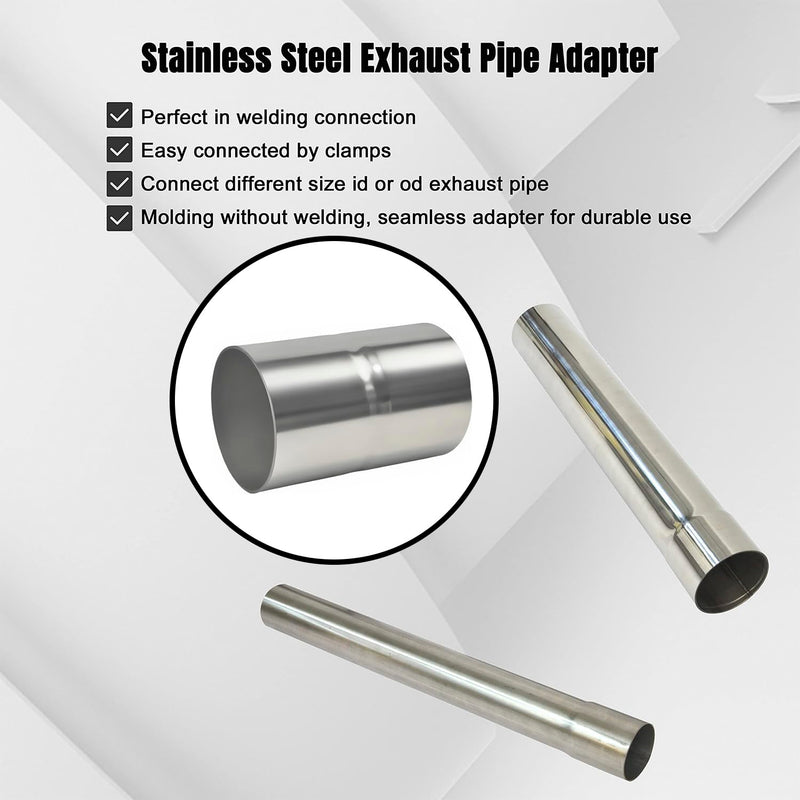 ID 2-1/2" to ID 2-1/2" Exhaust Coupler Stainless Steel Exhaust Adapter Fit for OD 2.5" Pipes ID 2.5" to ID 2.5"