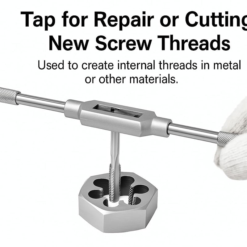 3/4"-14 NPT Tap and Die Set – GCr15 Alloy Steel Pipe Thread Tap and Hex Die Combo, Taper Thread Repair Tool for Conical Pipe Fittings 3/4"-14