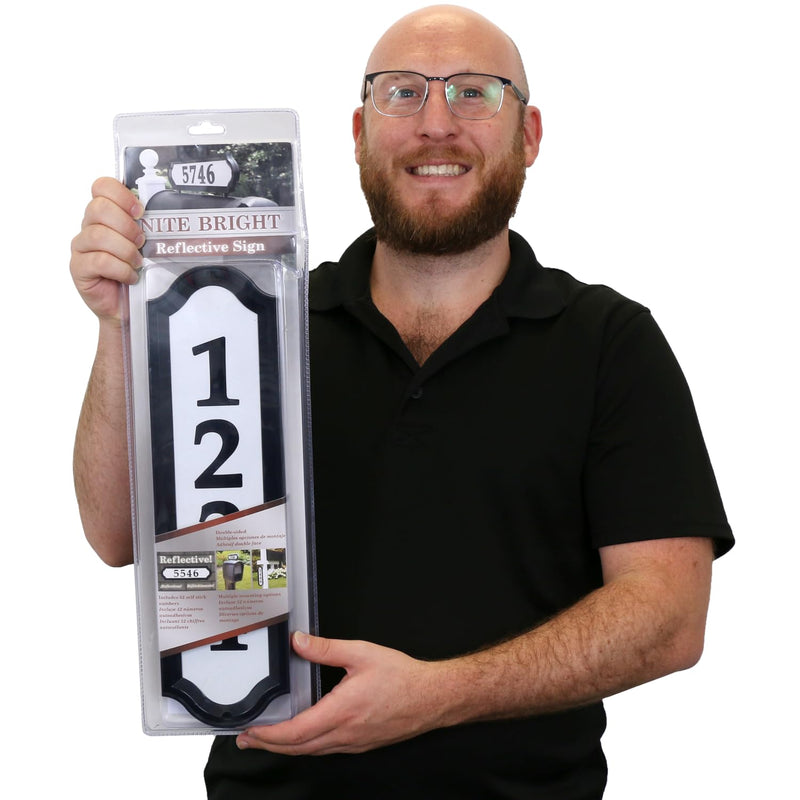 SmartSign Home Address Sign with Self Adhesive Numbers, 16" x 4.5", Plastic Frame with Reflective Face, 2” Self-Adhesive Plastic Numbers, Includes Alignment Templates and Hardware, Made in USA