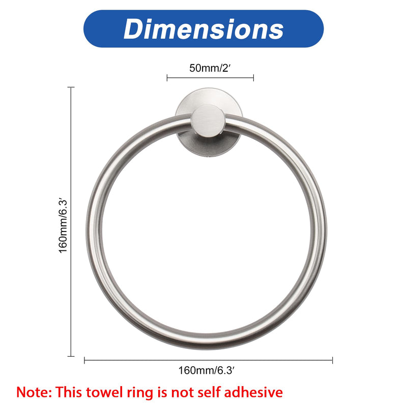 NearMoon Bath Towel Ring, Bathroom Hardware Accessories-Thicken Stainless Steel Hand Towel Holder for Bathroom, Modern Round Towel Hanger Wall Mounted (Brushed Nickel, 3 Pack) Brushed Nickel