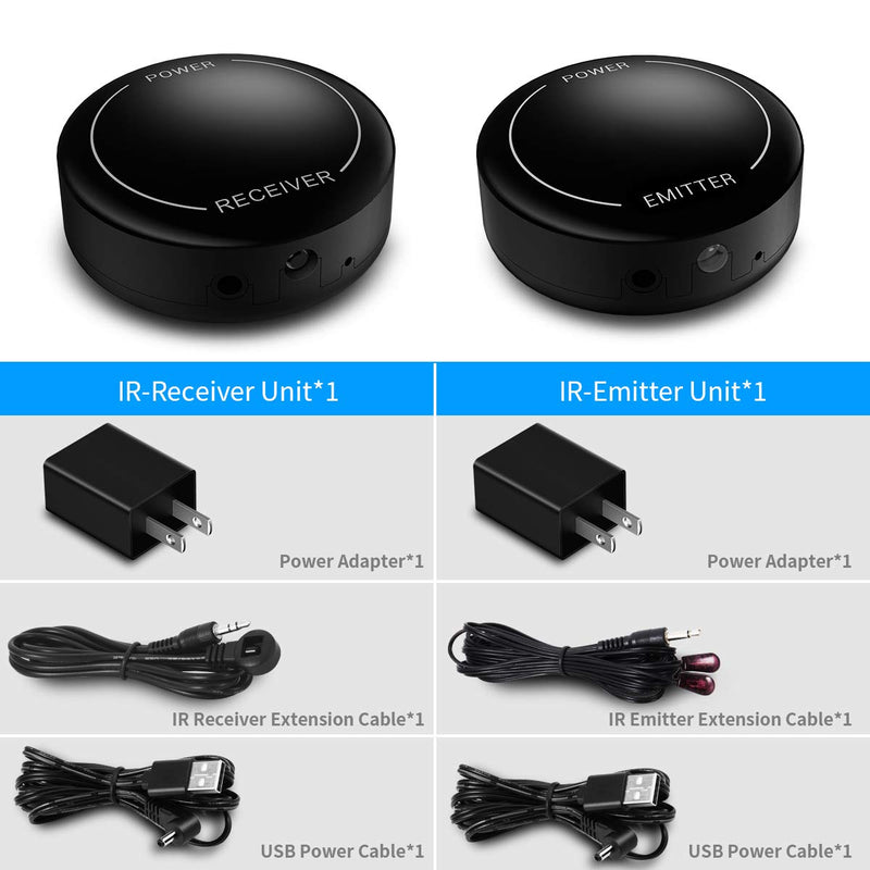 Infrared Wireless IR Repeater Long Range 500 Feet and IR Remote Control Extender Repeater Kit Infrared IR Extender for Expansion (IR Emitter and Receiver)