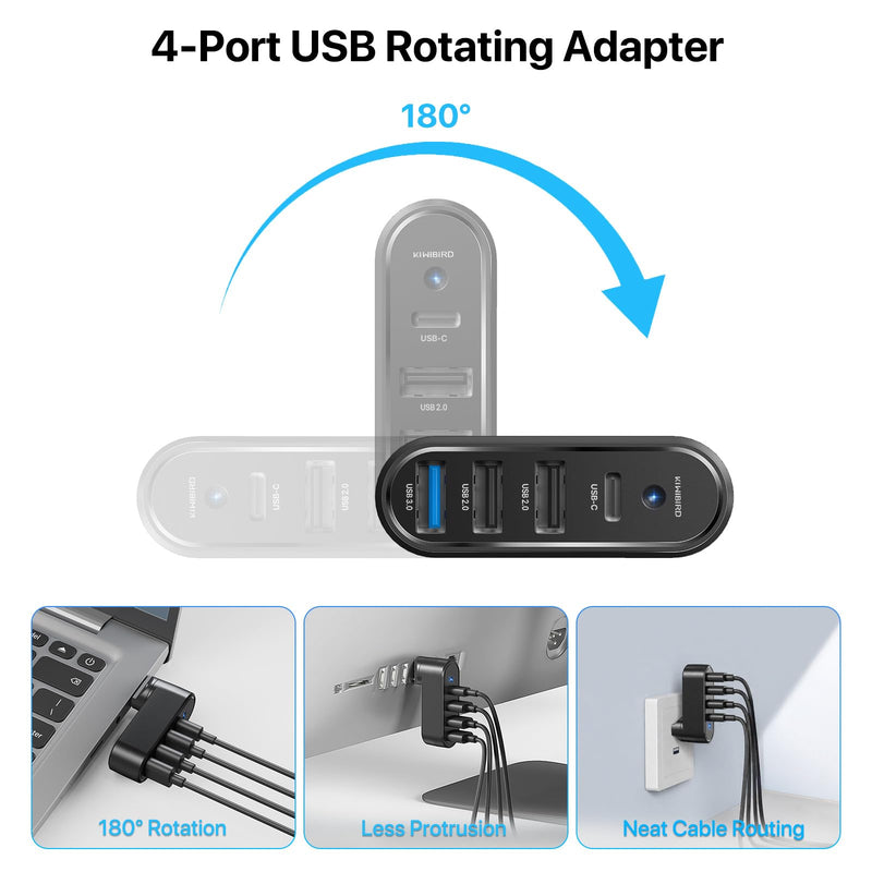 USB Port Splitter, Double USB Adapter, Small mini USB HUB, USB Expander for Laptop with USB3.0 USB2.0 USBC 4 Port Compatible with Computer PC PS5 Keyboard Mouse Flash Drive Printer Phone