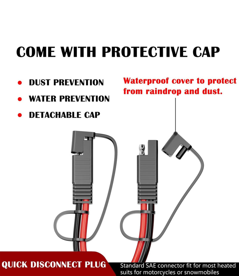 SAE Extension Cable 12AWG, SNLLMZI SAE to SAE Extension Cord DC Power Automotive Extension Cable for Solar Panels,Cars, RVs,Trucks,Boats, etc (3.3FT) 3.3FT