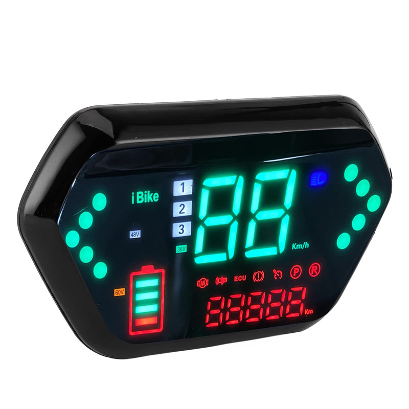 Keenso Motorcycle Speedometer, 48V/60V High-Definition LCD Display Universal Digital Tachometer Odometer Gauge